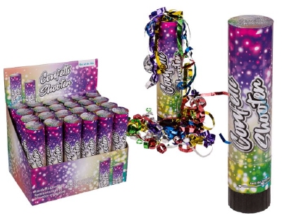 Confetti Shooter 20 cm met metallic gekleurde slierten