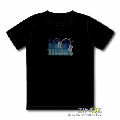 Led T-Shirt Listen to the Music Blauw - XSS/XS
