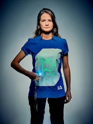 Blauw Shirt met Groene Glow in de maten S-M-L-XL-XXL
