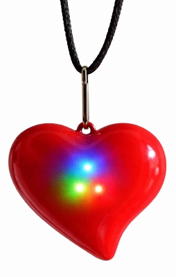 Halsketting Rood Hartje met 3 gekleurde ledjes