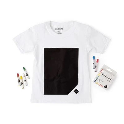 Krijtbord T-shirt Wit in kindermaten 104-152