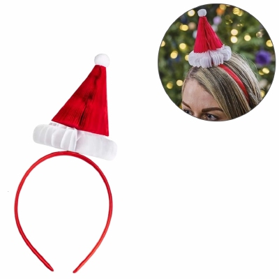 Ginger Ray hoofdband Kerstmuts honeycomb 12 cm (2 stuks)