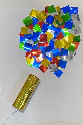 Party Popper 9 cm met gekleurde metallic confetti vanaf €0,49