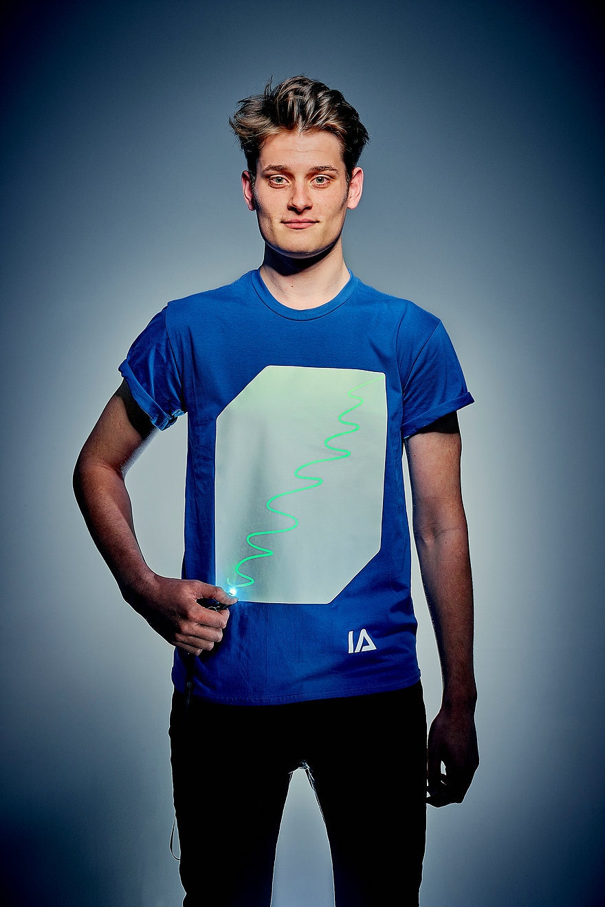 Blauw Shirt met Groene Glow in de maten S-M-L-XL-XXL