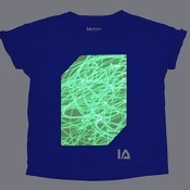 Blauw Shirt met Groene Glow in maten 104 en 128