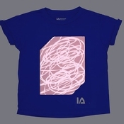 Blauw Shirt met Roze Glow in maten 104-128-140-152