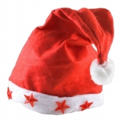 Kerstmuts Rood met 5 looplicht sterren