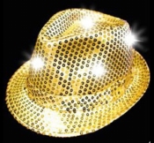 Feest Glitter hoed Goud met gekleurde ledjes