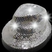 Feest Glitter hoed Zilver met gekleurde ledjes