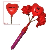 Flashstick Rood hart met lachend gezicht, tekst en 2 rode bloemen