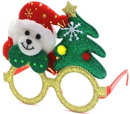 Kerst bril met hondje en kerstboom